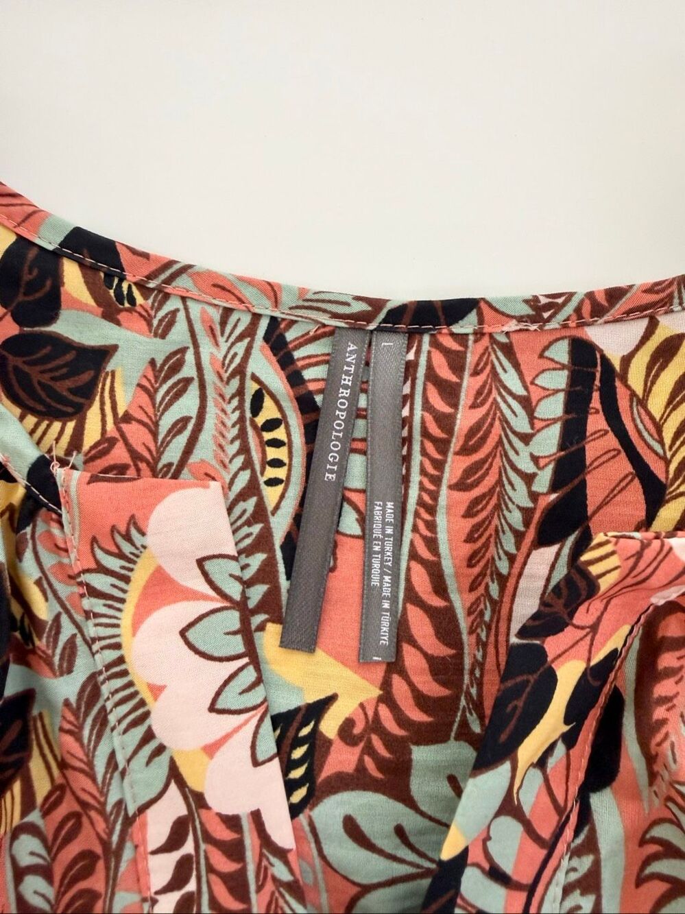 Anthropologie The Somerset Maxi Dress Orange Motif Floral Tiered Cotton L Fall - Picture 6 of 7